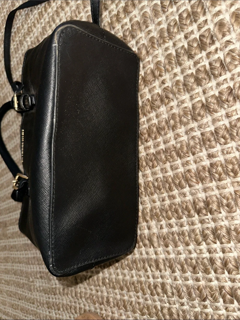 Michael Kors small Black Leather Satchel with Gold Accent